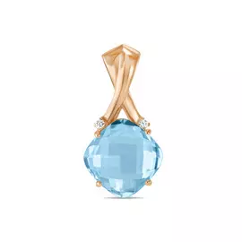 Золотая подвеска c топазом и фианитами