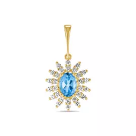 Золотая подвеска c топазом и фианитами