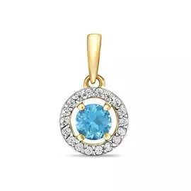 Золотая Подвеска c топазом и фианитами