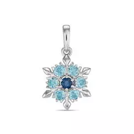 Золотая подвеска c топазом и сапфиром