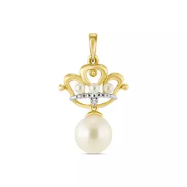 Золотая подвеска c топазом и жемчугом