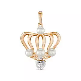 Золотая подвеска c топазом и жемчугом