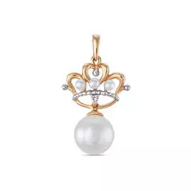 Золотая подвеска c топазом и жемчугом