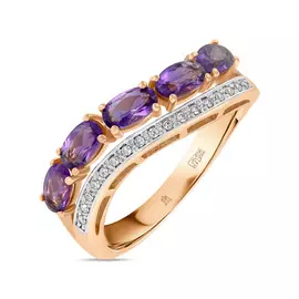 Золотое кольцо c аметистами и бриллиантами