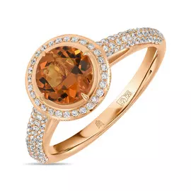 Золотое кольцо c цитрином и бриллиантами