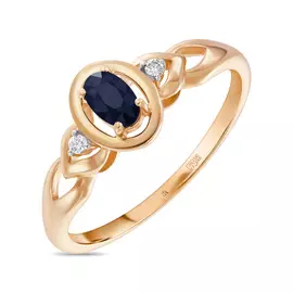 Золотое кольцо c бриллиантами и цветными сапфирами