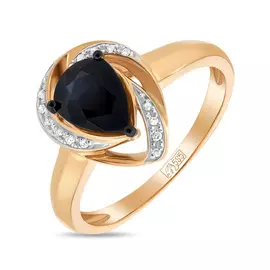 Золотое Кольцо c бриллиантами и цветными сапфирами