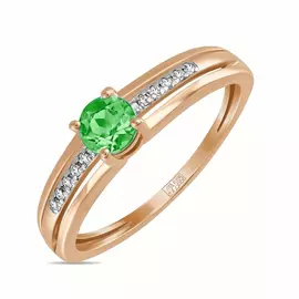 Золотое кольцо c бриллиантами и изумрудом