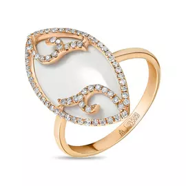 Золотое кольцо c агатом и бриллиантами