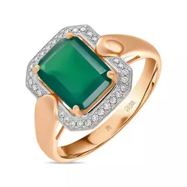 Золотое кольцо c агатом и бриллиантами