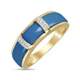 Золотое кольцо c агатом и бриллиантами