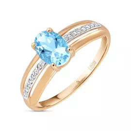 Золотое кольцо c аквамарином и бриллиантами