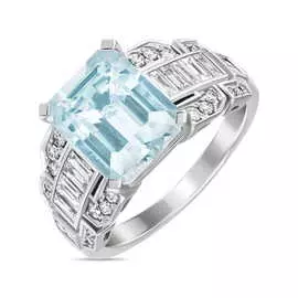 Золотое Кольцо c аквамарином и бриллиантами