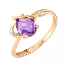 Золотое кольцо c александритом и фианитами