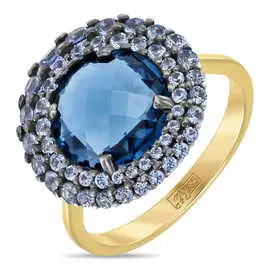 Золотое кольцо c алпанитом и фианитами