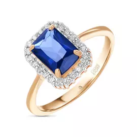 Золотое кольцо c алпанитом и фианитами