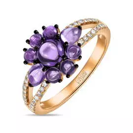 Золотое кольцо c аметистами и бриллиантами
