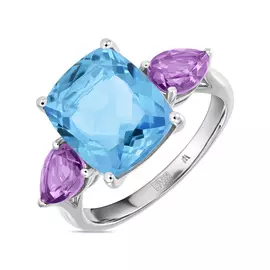 Золотое Кольцо c аметистами и топазом