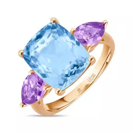 Золотое Кольцо c аметистами и топазом