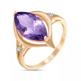 Золотое кольцо c аметистом и бриллиантами