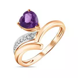 Золотое кольцо c аметистом и бриллиантами