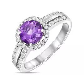 Золотое кольцо c аметистом и бриллиантами