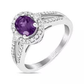 Золотое кольцо c аметистом и бриллиантами