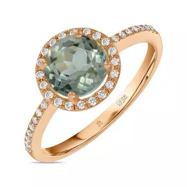 Золотое кольцо c аметистом и бриллиантами