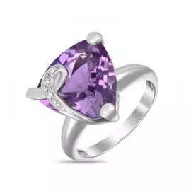 Золотое кольцо c аметистом и бриллиантами