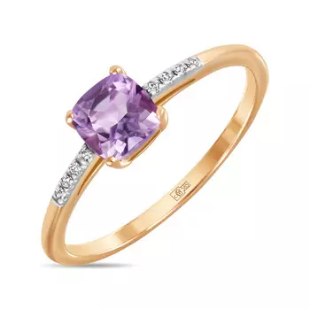 Золотое кольцо c аметистом и бриллиантами
