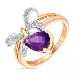 Золотое кольцо c аметистом и бриллиантами