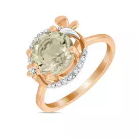 Золотое кольцо c аметистом и бриллиантами