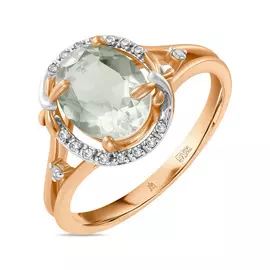 Золотое кольцо c аметистом и бриллиантами