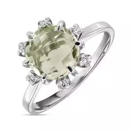 Золотое кольцо c аметистом и фианитами