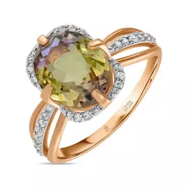 Золотое кольцо c аметрином и фианитами