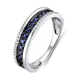 Золотое Кольцо c бриллиантами и сапфирами