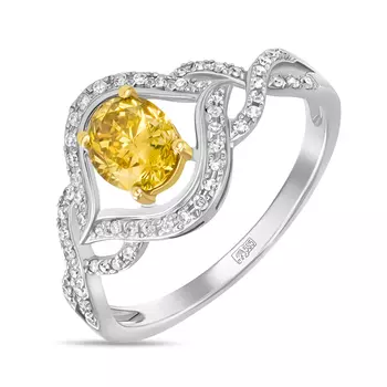 Золотое кольцо c бриллиантами и цветными бриллиантами