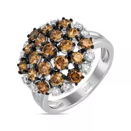 Золотое Кольцо c бриллиантами и цветными бриллиантами