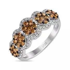 Золотое кольцо c бриллиантами и цветными бриллиантами