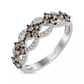 Золотое Кольцо c бриллиантами и цветными бриллиантами