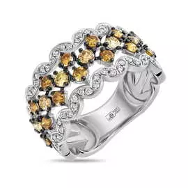 Золотое Кольцо c бриллиантами и цветными бриллиантами