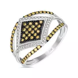 Золотое Кольцо c бриллиантами и цветными бриллиантами