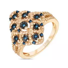 Золотое кольцо c цветными бриллиантами