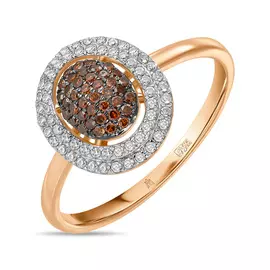 Золотое кольцо c бриллиантами и цветными бриллиантами