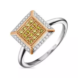 Золотое Кольцо c бриллиантами и цветными бриллиантами