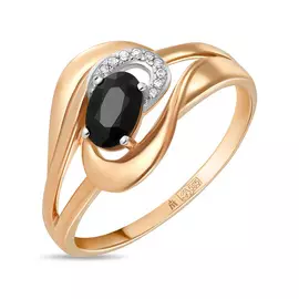 Золотое кольцо c бриллиантами и цветными сапфирами