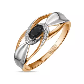 Золотое кольцо c бриллиантами и цветными сапфирами