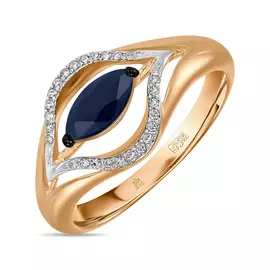 Золотое кольцо c бриллиантами и цветными сапфирами