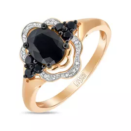 Золотое Кольцо c бриллиантами и цветными сапфирами