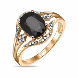 Золотое Кольцо c бриллиантами и цветными сапфирами